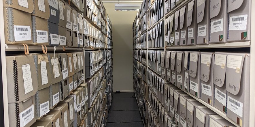 Archives stacks showing two bays